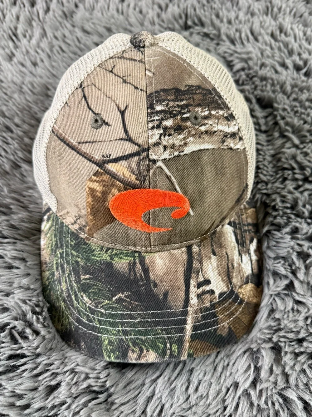 Costa Del Mar Camo Trucker Hat Orange Logo Mesh Back Adjustable Cap